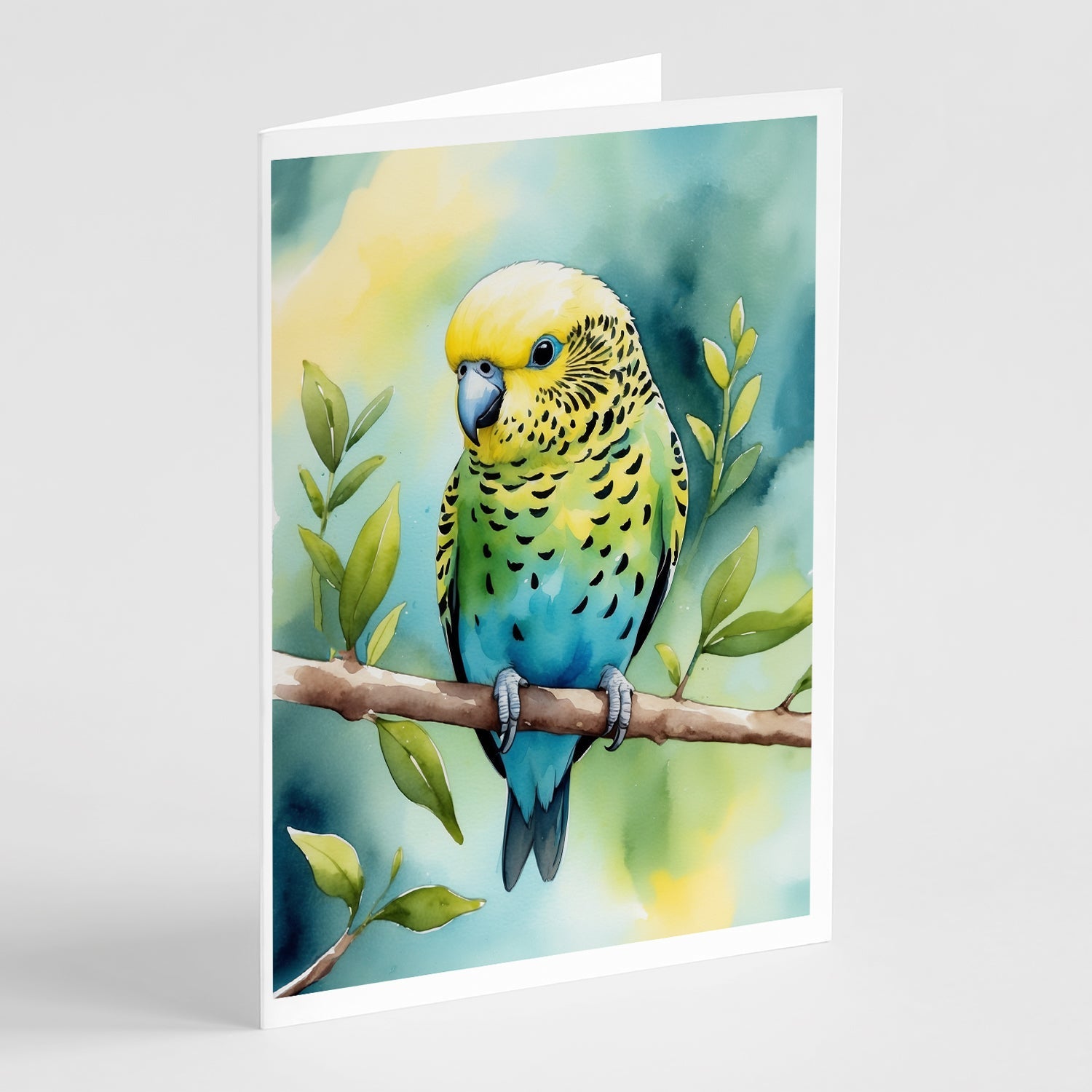 Budgerigar Greeting Cards Pack of 8 Blank Cards with Envelopes Whimsical A7 Size 5x7