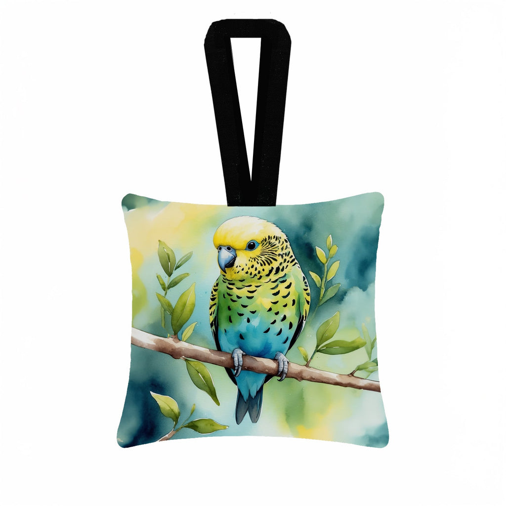 Budgerigar Hanging Square Fabric Ornament 3.5 × 3.5 Decorative Door-Knob & Tree Hanger, Soft Fabric