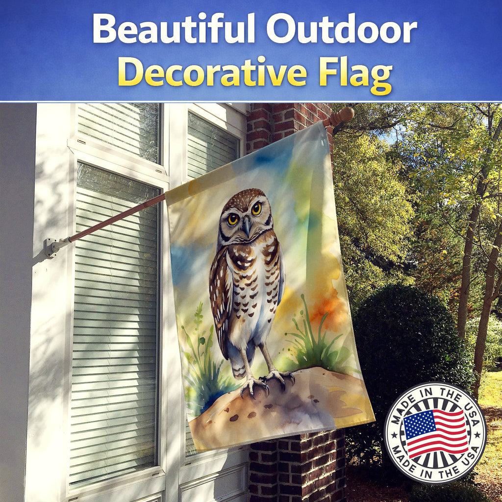 Burrowing Owl House Flag 28x40 Porch Sleeve Pole Decorative Outside Yard Banner Artwork Wall Hanging, Polyester