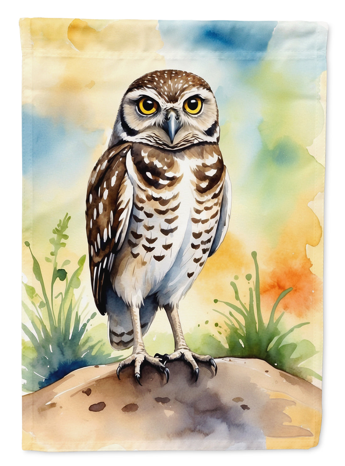 Burrowing Owl House Flag 28x40 Porch Sleeve Pole Decorative Outside Yard Banner Artwork Wall Hanging, Polyester