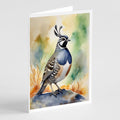California Quail Greeting Cards Pack of 8 Blank Cards with Envelopes Whimsical A7 Size 5x7