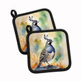 California Quail Pot Holder Set of 2 Heat Resistant Quilted Hot Pads 7.5 x 7.5 Inch, Insulated Kitchen Trivets for Cooking & Baking