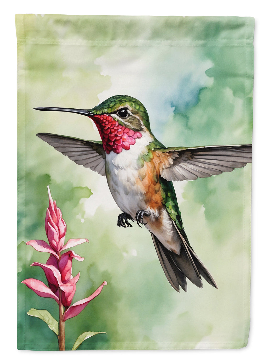 Calliope Hummingbird House Flag 28x40 Porch Sleeve Pole Decorative Outside Yard Banner Artwork Wall Hanging, Polyester