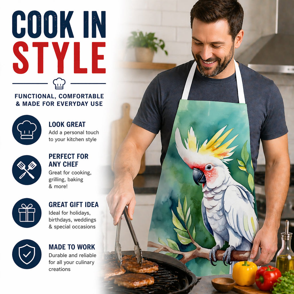 Cockatoo Apron Cooking Kitchen Server Baking Crafts Gardening for Adult Women Men, Unisex, Large, Multicolor
