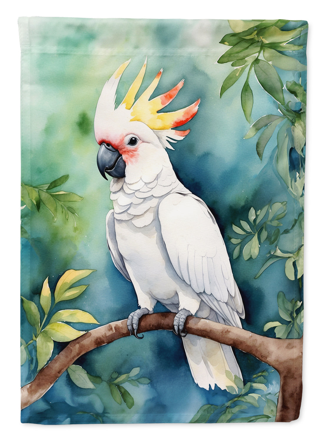 Cockatoo House Flag 28x40 Porch Sleeve Pole Decorative Outside Yard Banner Artwork Wall Hanging, Polyester
