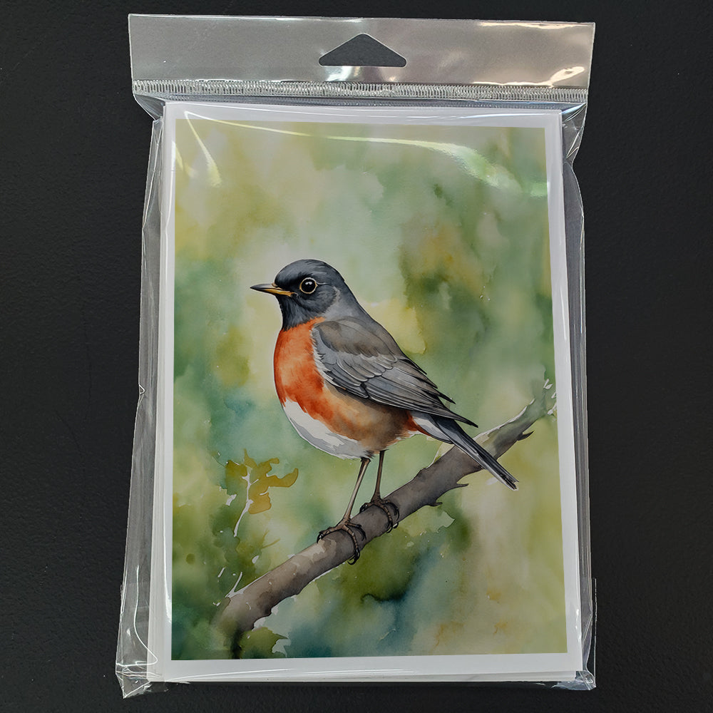 Connecticut American Robin Greeting Cards Pack of 8 Blank Cards with Envelopes Whimsical A7 Size 5x7