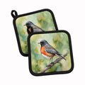 Connecticut American Robin Pot Holder Set of 2 Heat Resistant Quilted Hot Pads 7.5 x 7.5 Inch, Insulated Kitchen Trivets for Cooking & Baking