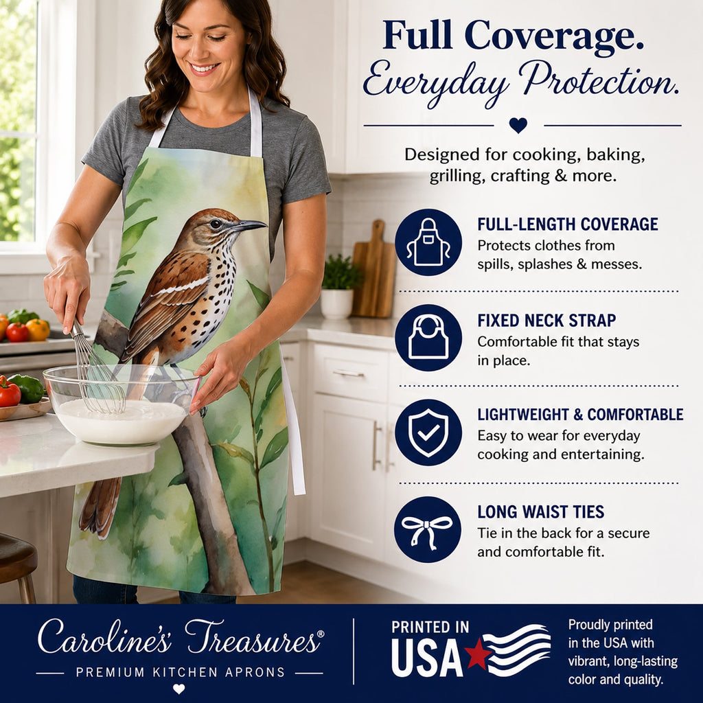 Georgia Brown Thrasher Apron Cooking Kitchen Server Baking Crafts Gardening for Adult Women Men, Unisex, Large, Multicolor