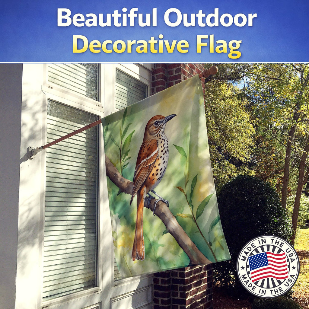 Georgia Brown Thrasher House Flag 28x40 Porch Sleeve Pole Decorative Outside Yard Banner Artwork Wall Hanging, Polyester