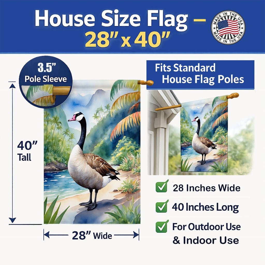 Hawaii Hawaiian Goose House Flag 28x40 Porch Sleeve Pole Decorative Outside Yard Banner Artwork Wall Hanging, Polyester