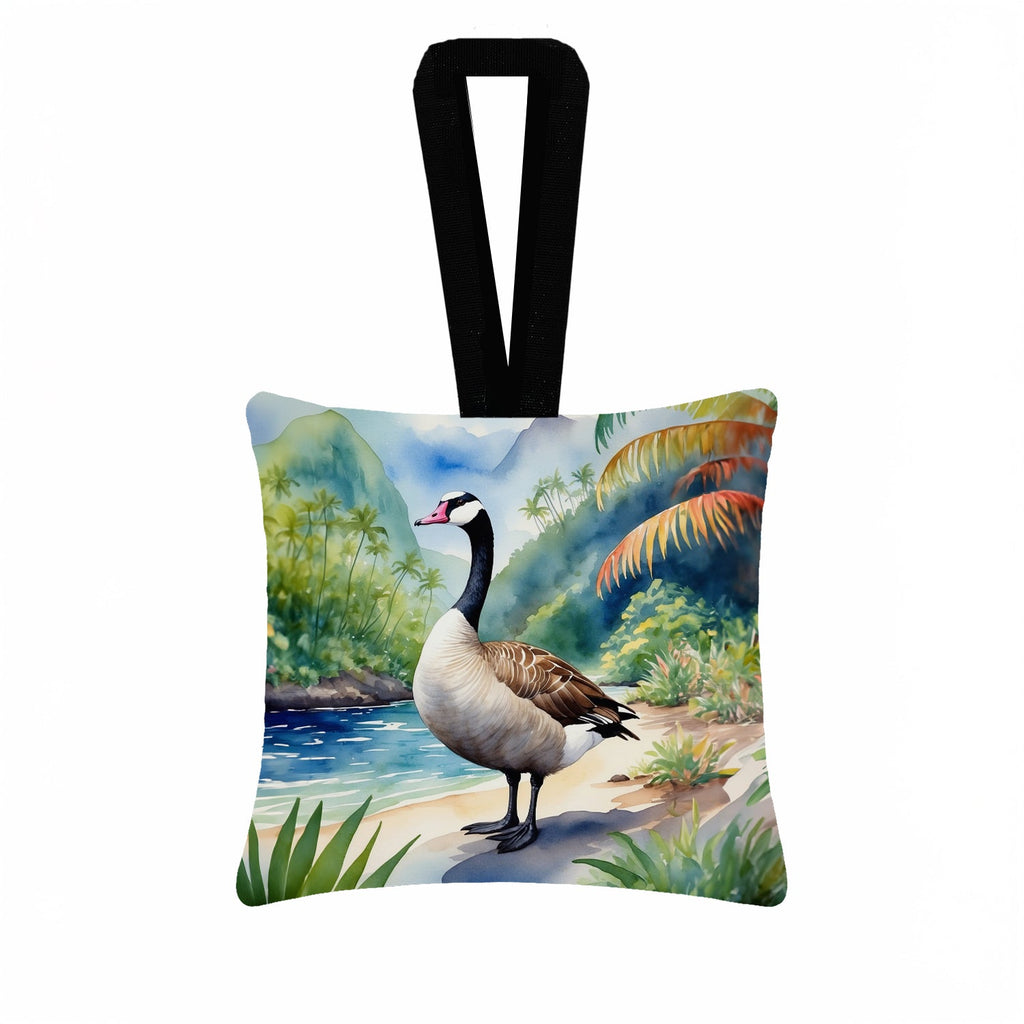 Hawaii Hawaiian Goose Hanging Square Fabric Ornament 3.5 × 3.5 Decorative Door-Knob & Tree Hanger, Soft Fabric