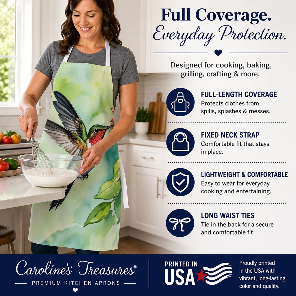 Rubythroated Hummingbird Apron Cooking Kitchen Server Baking Crafts Gardening for Adult Women Men, Unisex, Large, Multicolor