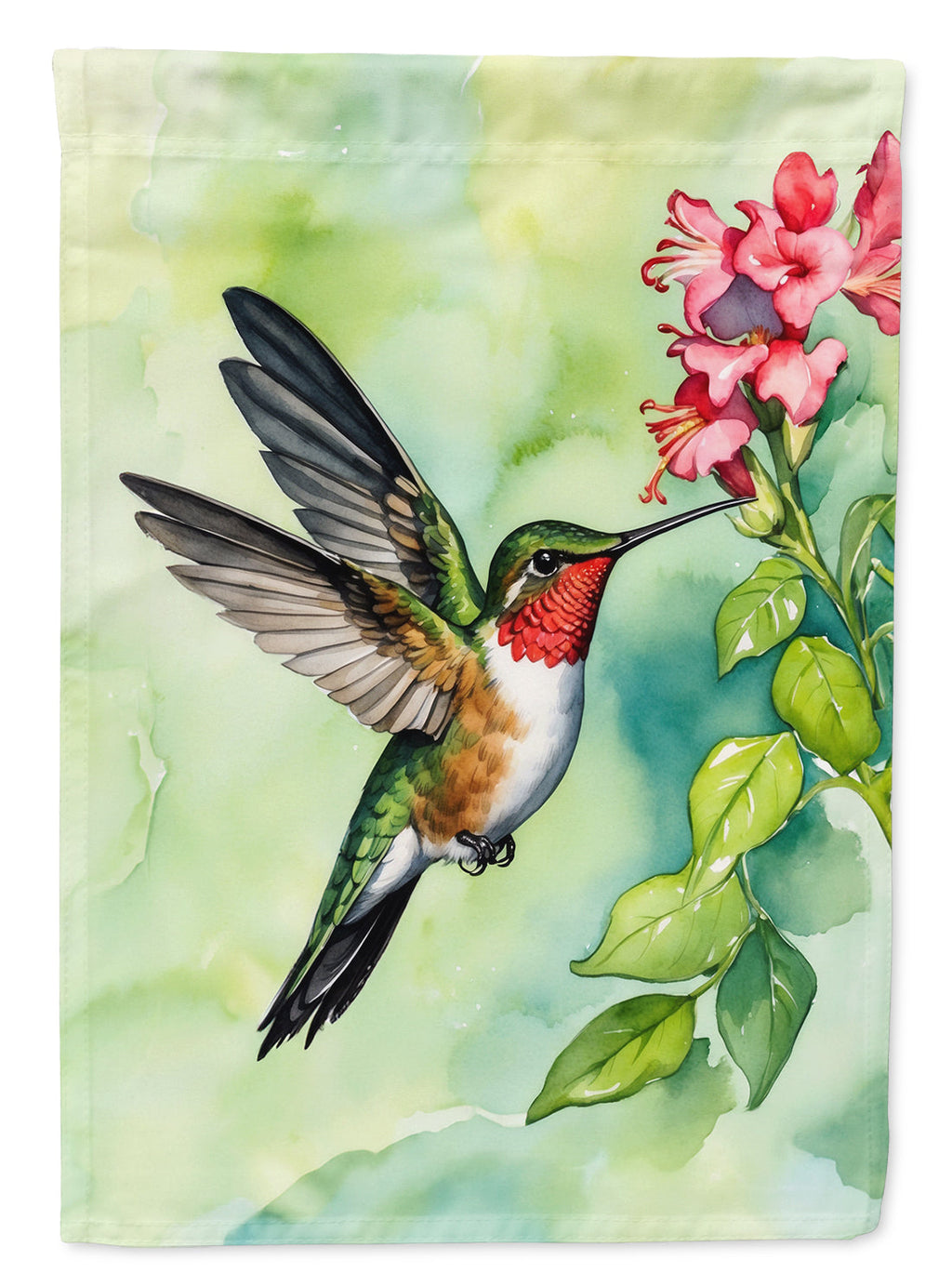 Rubythroated Hummingbird House Flag 28x40 Porch Sleeve Pole Decorative Outside Yard Banner Artwork Wall Hanging, Polyester
