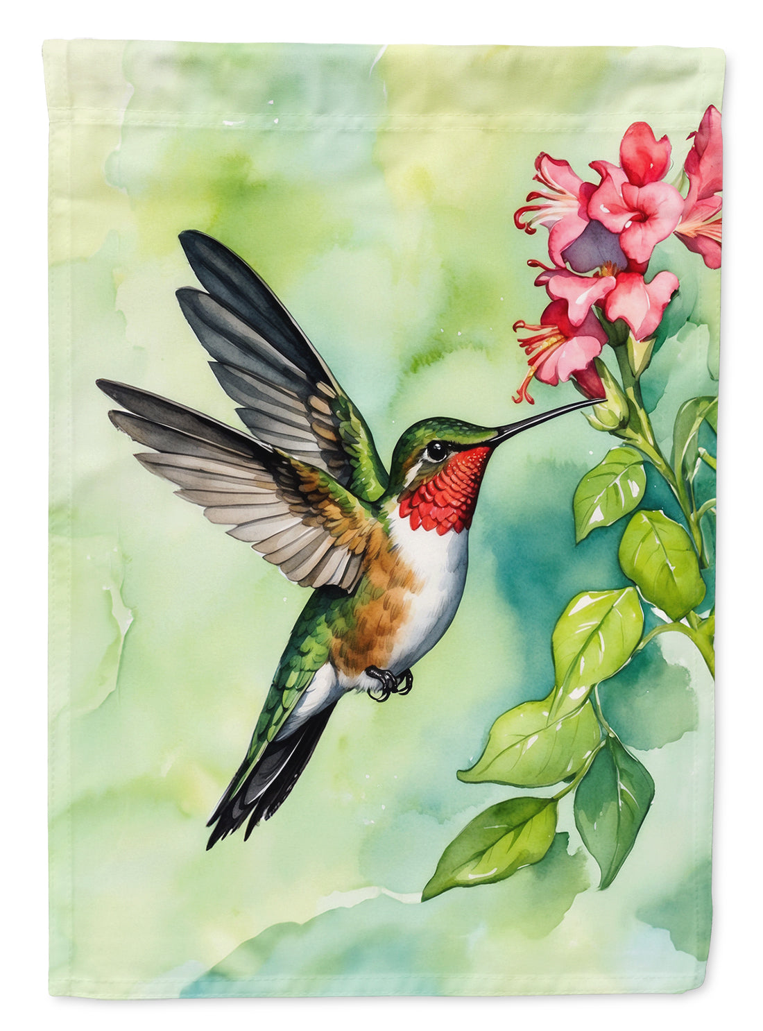 Rubythroated Hummingbird House Flag 28x40 Porch Sleeve Pole Decorative Outside Yard Banner Artwork Wall Hanging, Polyester