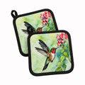 Rubythroated Hummingbird Pot Holder Set of 2 Heat Resistant Quilted Hot Pads 7.5 x 7.5 Inch, Insulated Kitchen Trivets for Cooking & Baking