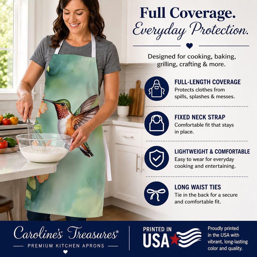 Rufous Hummingbird Apron Cooking Kitchen Server Baking Crafts Gardening for Adult Women Men, Unisex, Large, Multicolor
