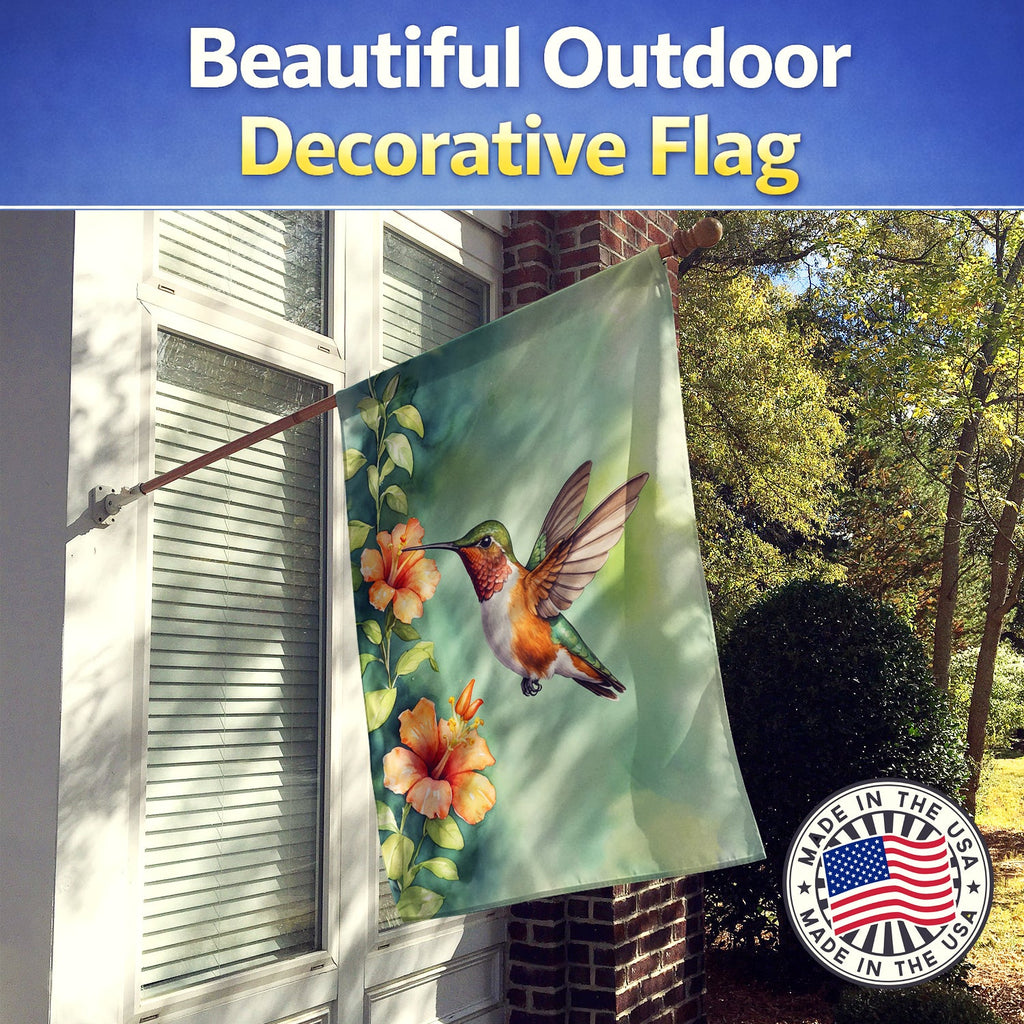 Rufous Hummingbird House Flag 28x40 Porch Sleeve Pole Decorative Outside Yard Banner Artwork Wall Hanging, Polyester