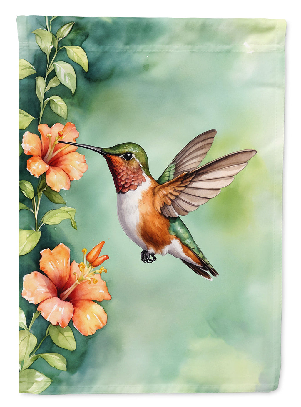 Rufous Hummingbird House Flag 28x40 Porch Sleeve Pole Decorative Outside Yard Banner Artwork Wall Hanging, Polyester