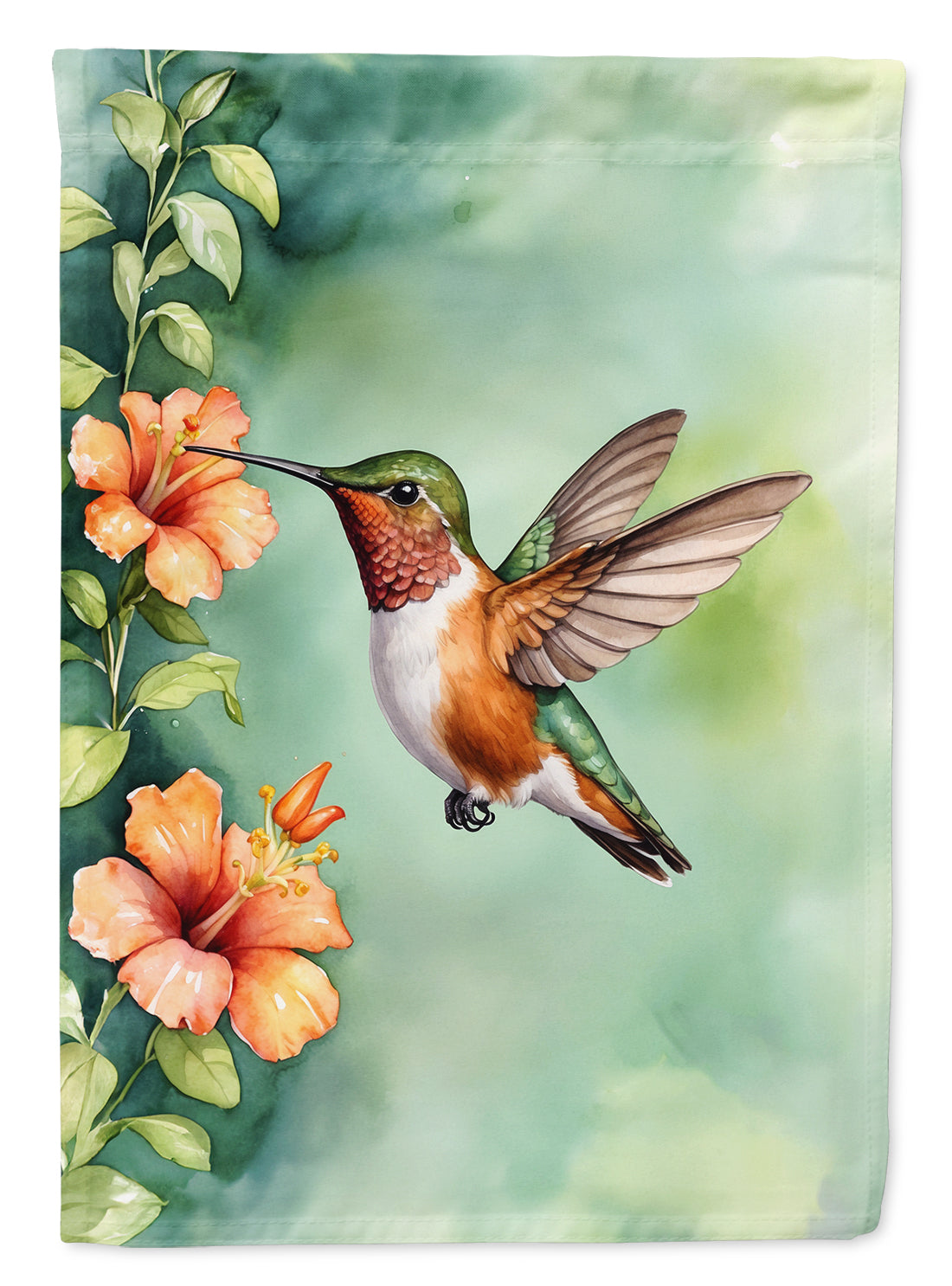 Rufous Hummingbird House Flag 28x40 Porch Sleeve Pole Decorative Outside Yard Banner Artwork Wall Hanging, Polyester