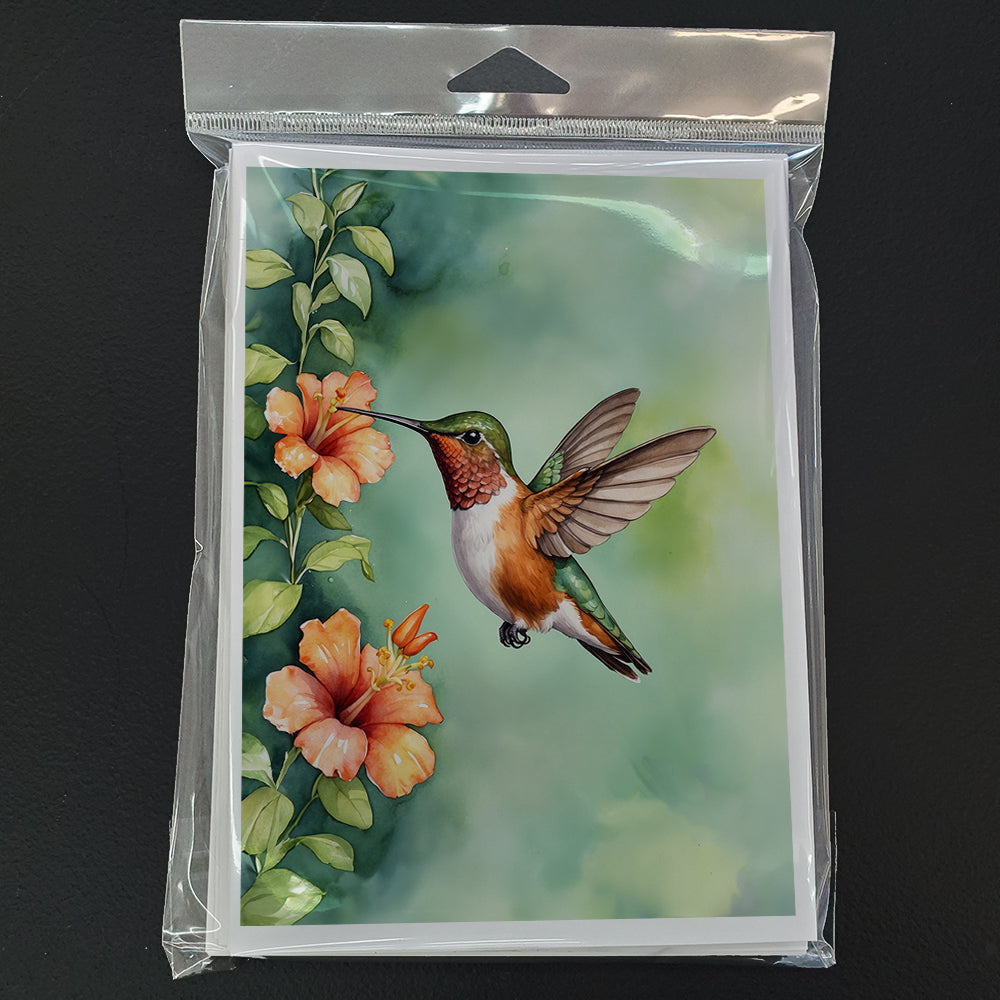 Rufous Hummingbird Greeting Cards Pack of 8 Blank Cards with Envelopes Whimsical A7 Size 5x7