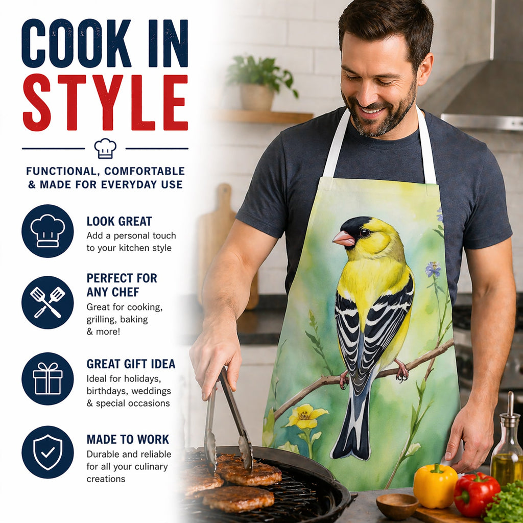 American Goldfinch Apron Cooking Kitchen Server Baking Crafts Gardening for Adult Women Men, Unisex, Large, Multicolor