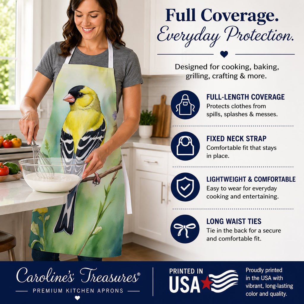 American Goldfinch Apron Cooking Kitchen Server Baking Crafts Gardening for Adult Women Men, Unisex, Large, Multicolor