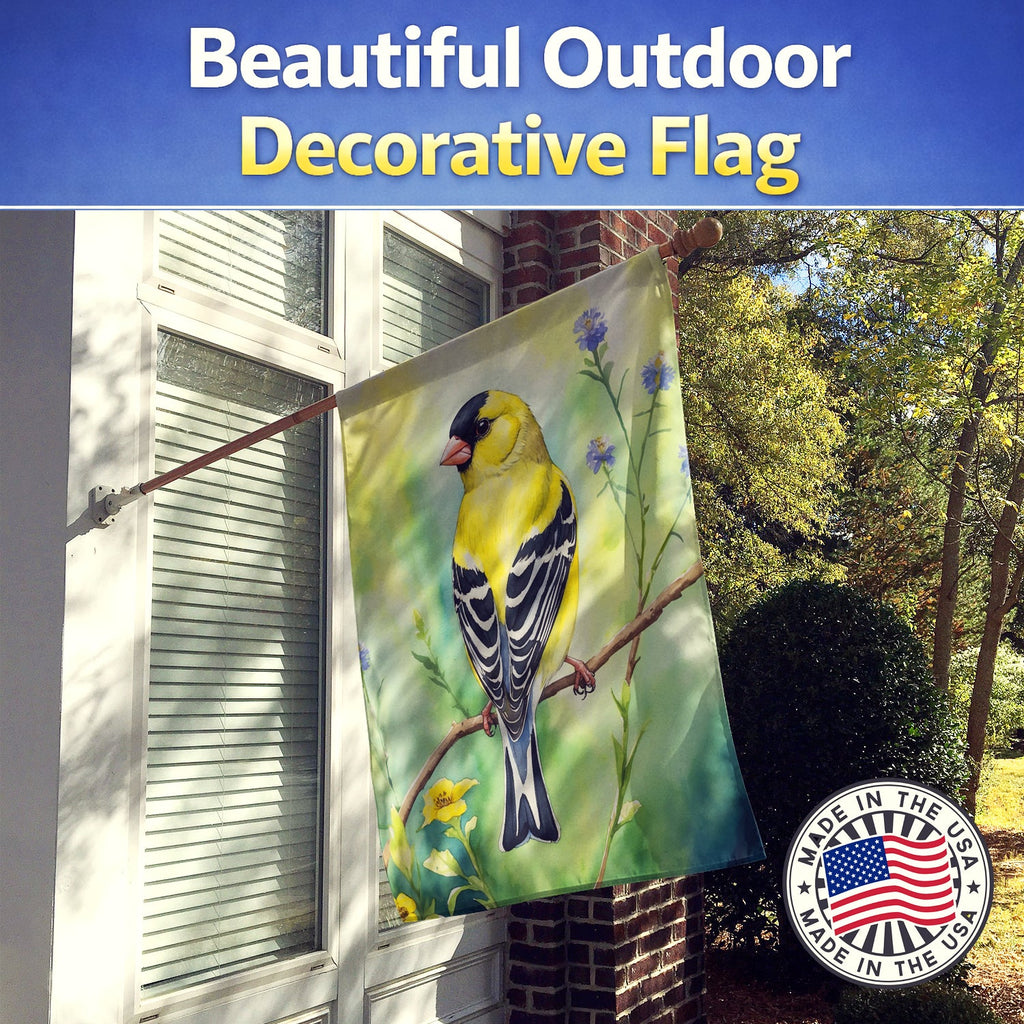 American Goldfinch House Flag 28x40 Porch Sleeve Pole Decorative Outside Yard Banner Artwork Wall Hanging, Polyester