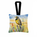 Kansas Western Meadowlark Hanging Square Fabric Ornament 3.5 × 3.5 Decorative Door-Knob & Tree Hanger, Soft Fabric