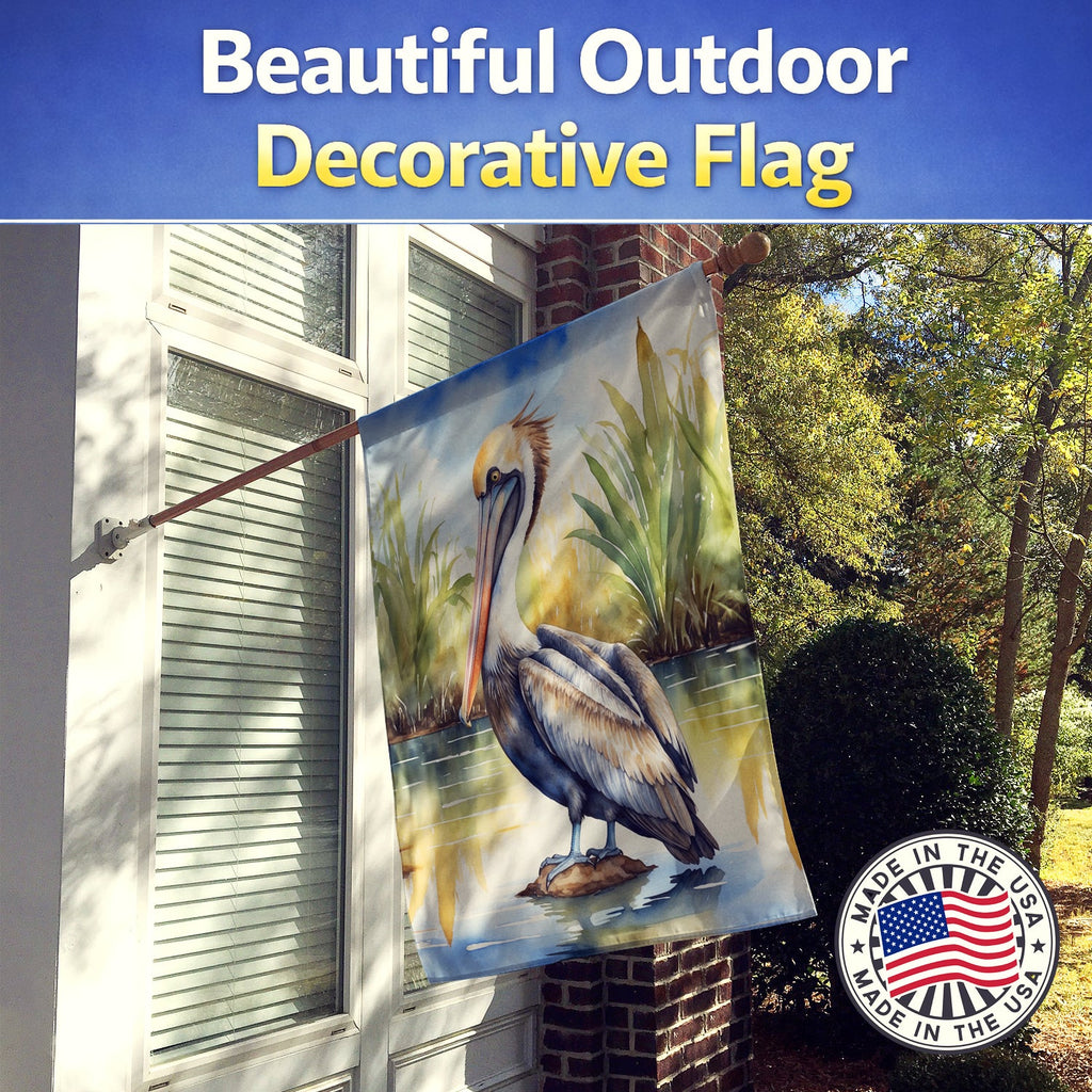 Louisiana Brown Pelican House Flag 28x40 Porch Sleeve Pole Decorative Outside Yard Banner Artwork Wall Hanging, Polyester