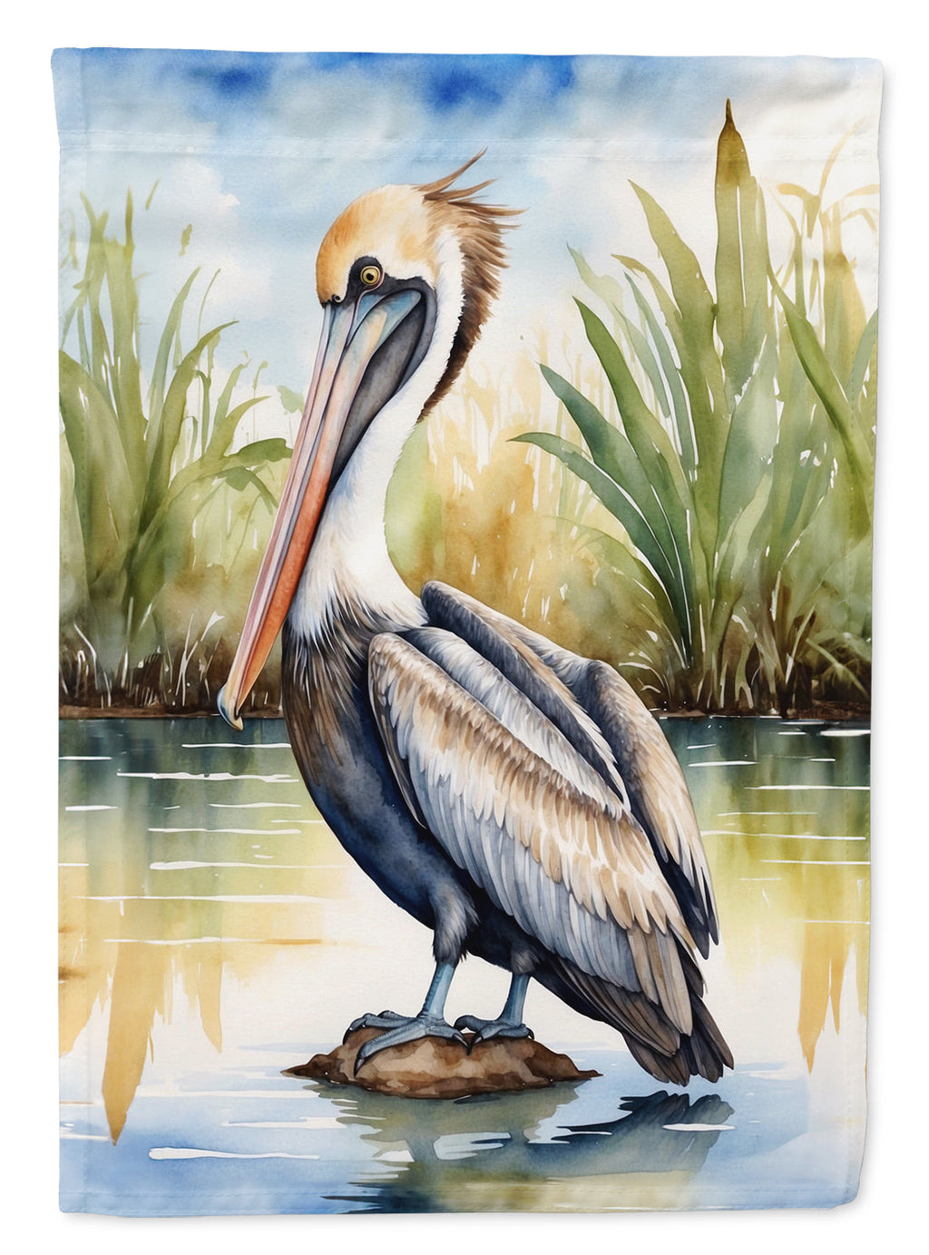 Louisiana Brown Pelican House Flag 28x40 Porch Sleeve Pole Decorative Outside Yard Banner Artwork Wall Hanging, Polyester