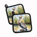 Louisiana Brown Pelican Pot Holder Set of 2 Heat Resistant Quilted Hot Pads 7.5 x 7.5 Inch, Insulated Kitchen Trivets for Cooking & Baking