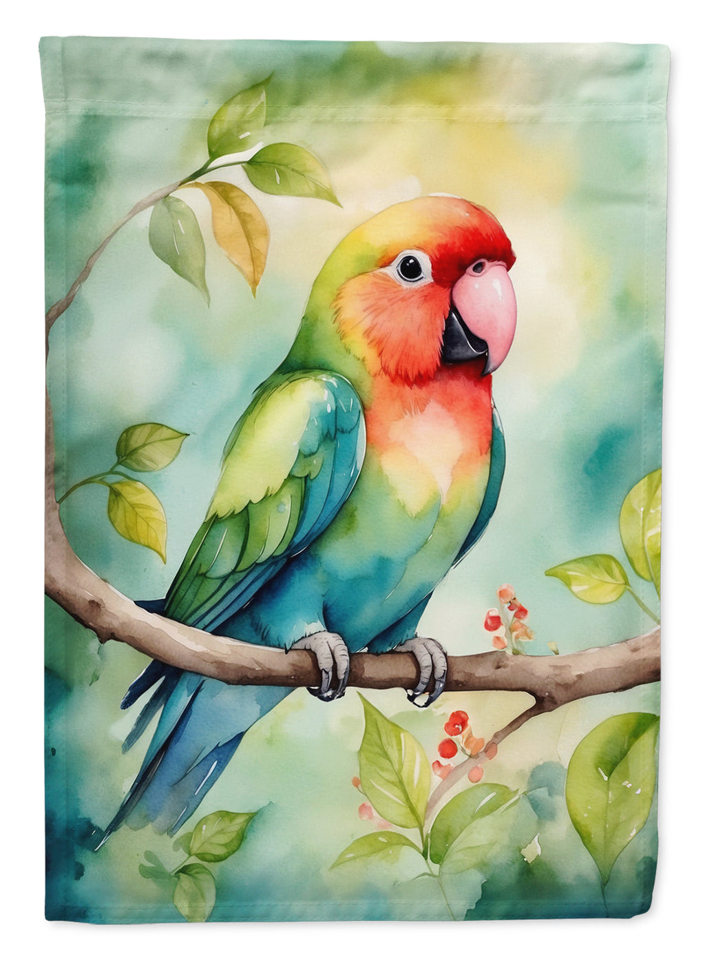 Lovebird House Flag 28x40 Porch Sleeve Pole Decorative Outside Yard Banner Artwork Wall Hanging, Polyester