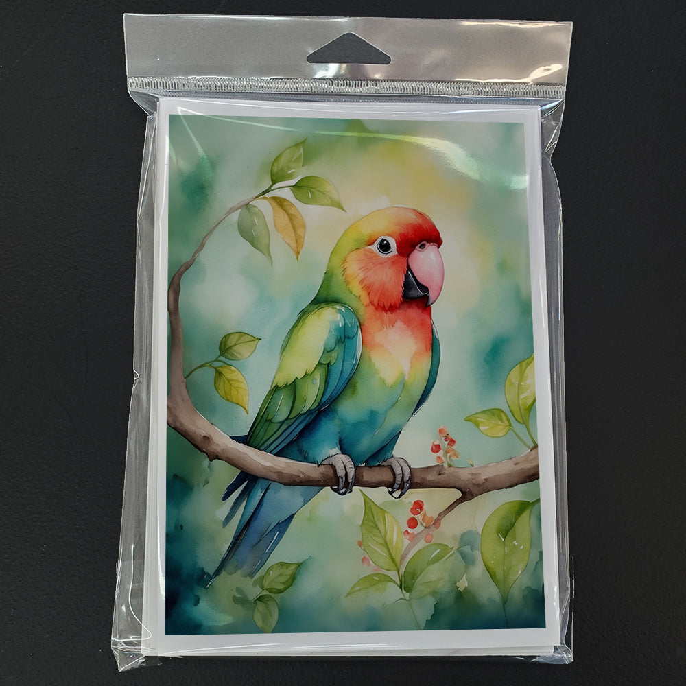 Lovebird Greeting Cards Pack of 8 Blank Cards with Envelopes Whimsical A7 Size 5x7