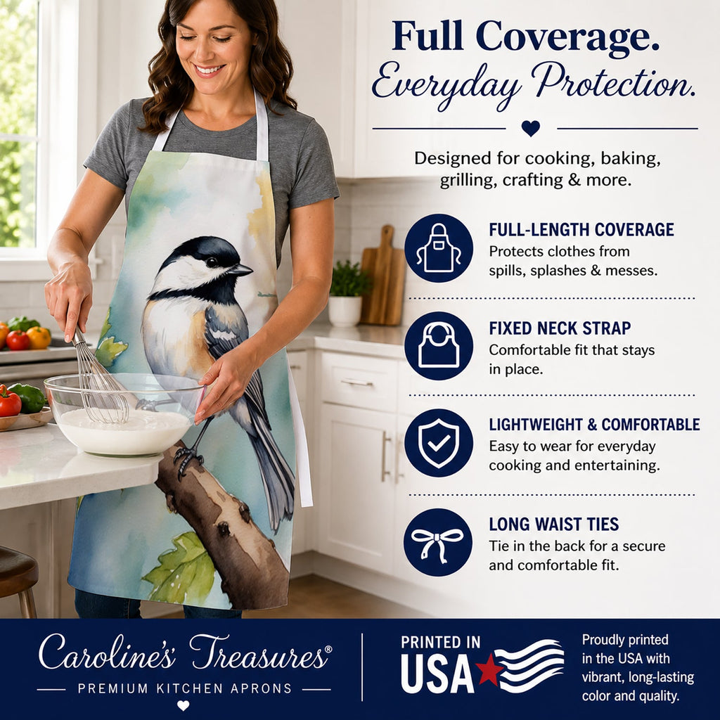 Massachusetts Blackcapped Chickadee Apron Cooking Kitchen Server Baking Crafts Gardening for Adult Women Men, Unisex, Large, Multicolor