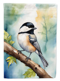 Massachusetts Blackcapped Chickadee House Flag 28x40 Porch Sleeve Pole Decorative Outside Yard Banner Artwork Wall Hanging, Polyester