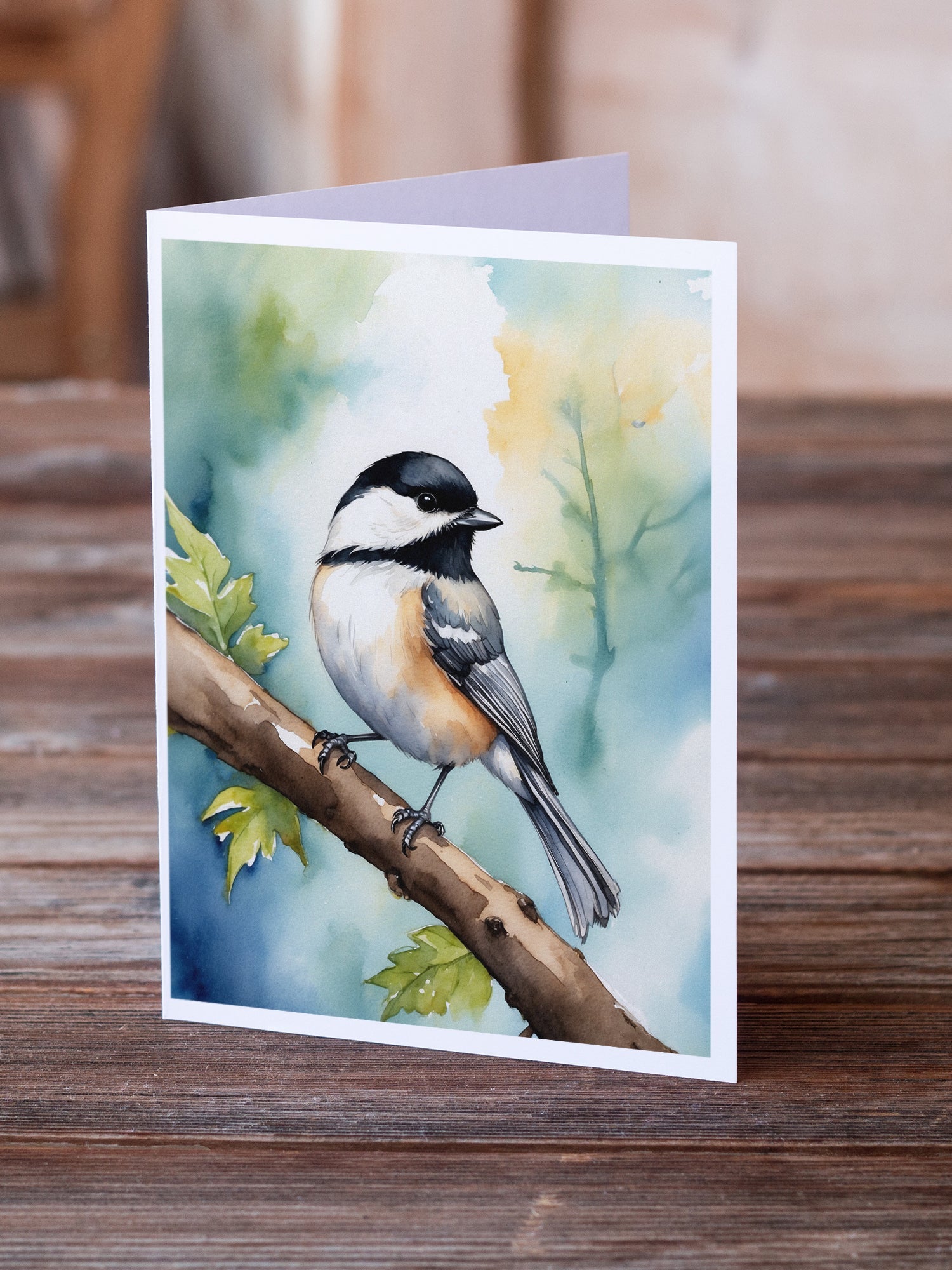 Massachusetts Blackcapped Chickadee Greeting Cards Pack of 8 Blank Cards with Envelopes Whimsical A7 Size 5x7