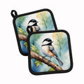 Massachusetts Blackcapped Chickadee Pot Holder Set of 2 Heat Resistant Quilted Hot Pads 7.5 x 7.5 Inch, Insulated Kitchen Trivets for Cooking & Baking