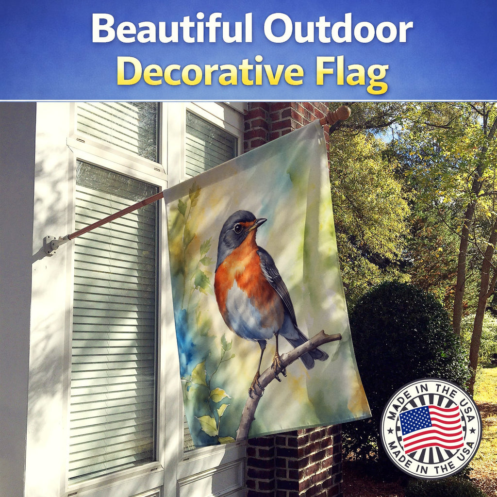 Michigan American Robin House Flag 28x40 Porch Sleeve Pole Decorative Outside Yard Banner Artwork Wall Hanging, Polyester