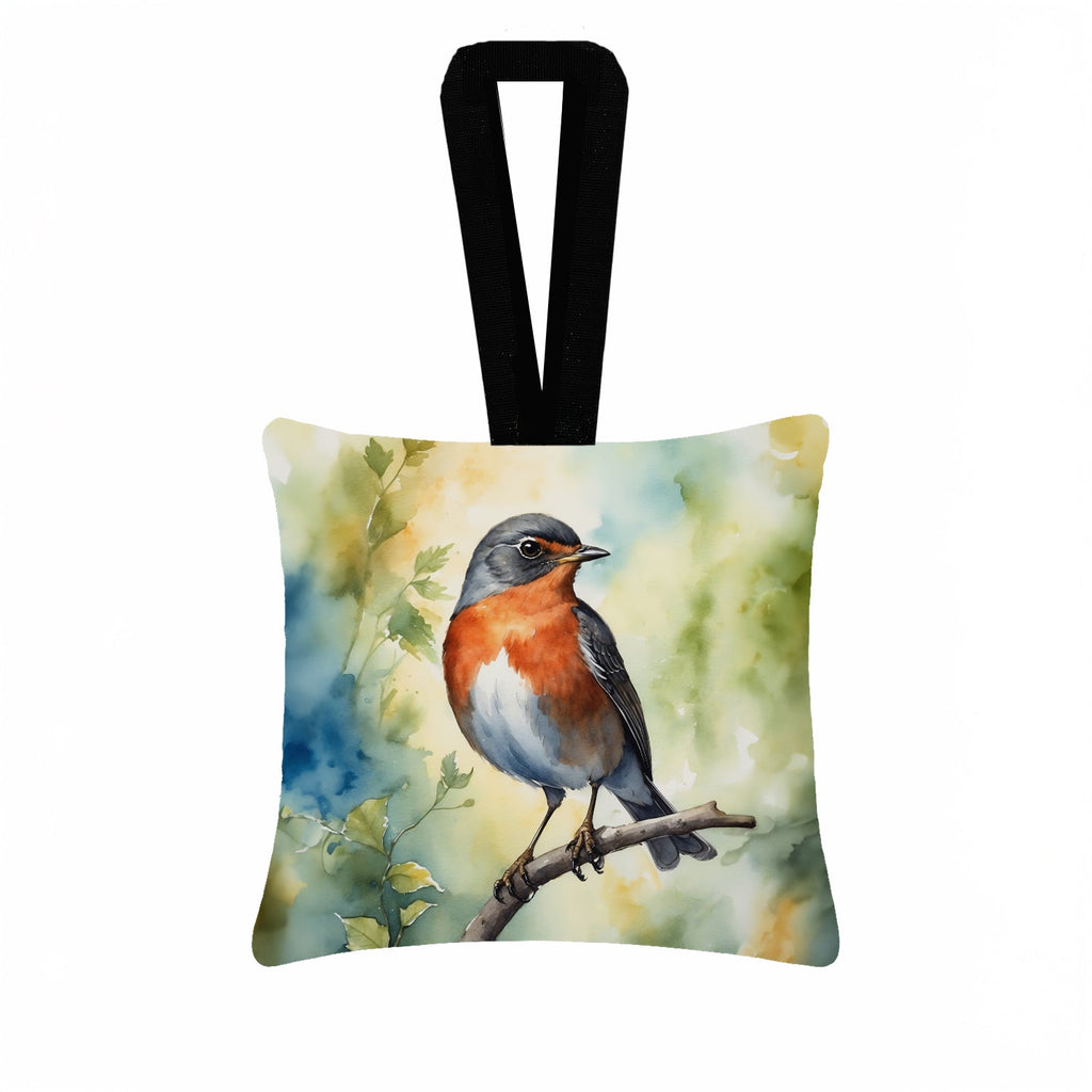 Michigan American Robin Hanging Square Fabric Ornament 3.5 × 3.5 Decorative Door-Knob & Tree Hanger, Soft Fabric