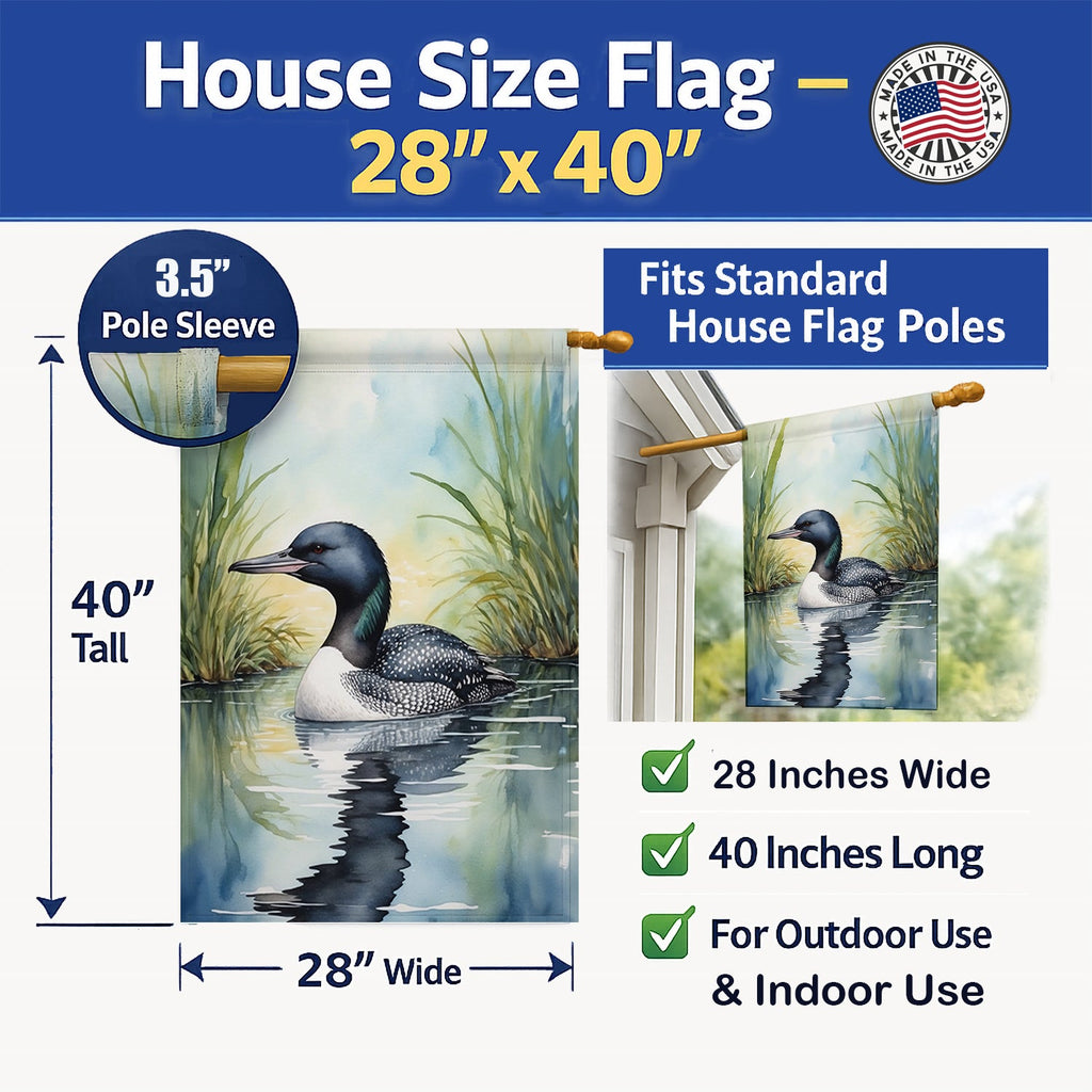 Minnesota Common Loon House Flag 28x40 Porch Sleeve Pole Decorative Outside Yard Banner Artwork Wall Hanging, Polyester