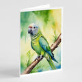 Monk Parakeet Greeting Cards Pack of 8 Blank Cards with Envelopes Whimsical A7 Size 5x7