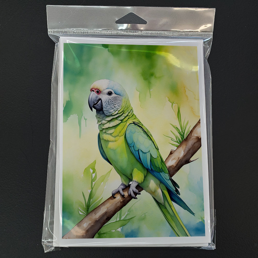 Monk Parakeet Greeting Cards Pack of 8 Blank Cards with Envelopes Whimsical A7 Size 5x7
