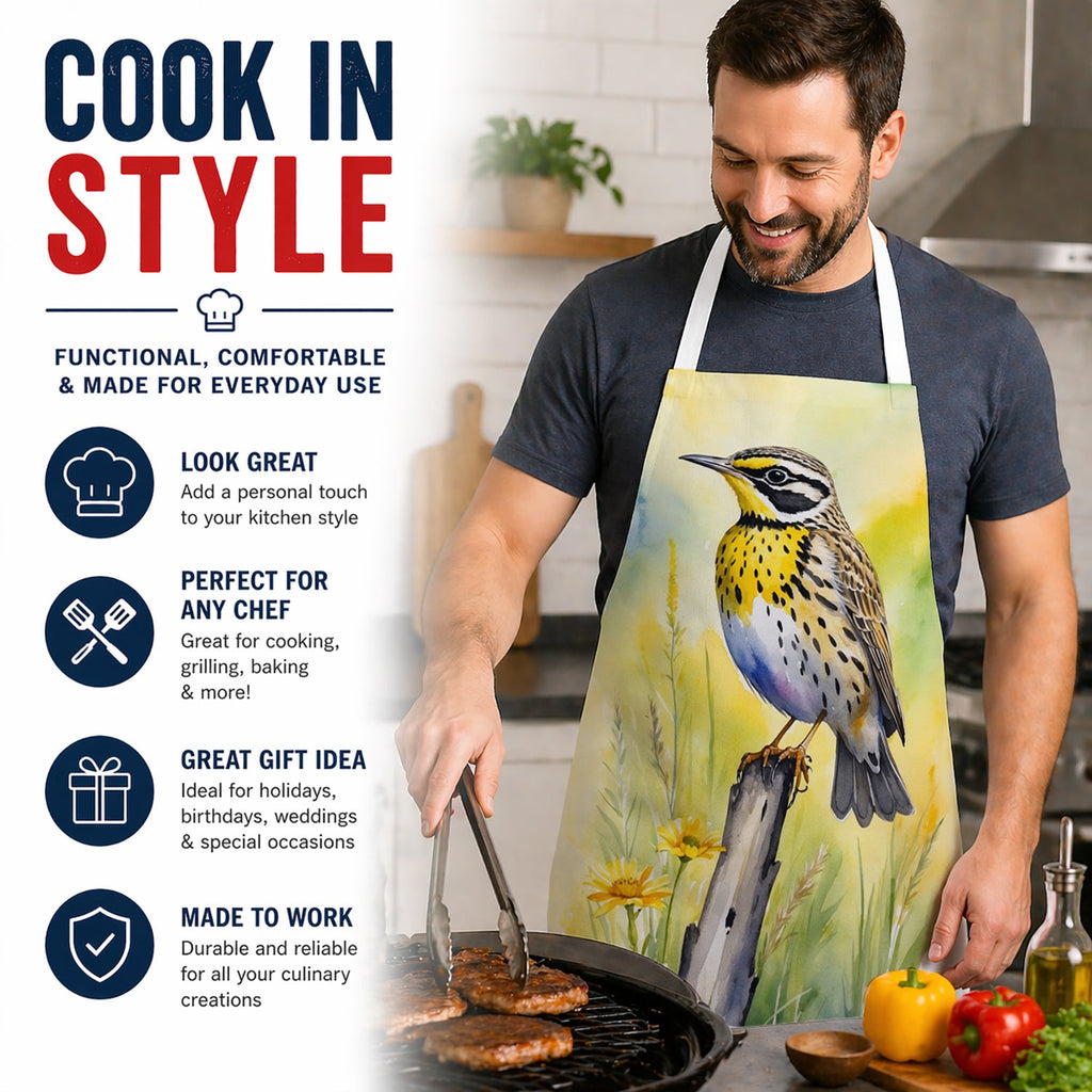 Montana Western Meadowlark Apron Cooking Kitchen Server Baking Crafts Gardening for Adult Women Men, Unisex, Large, Multicolor