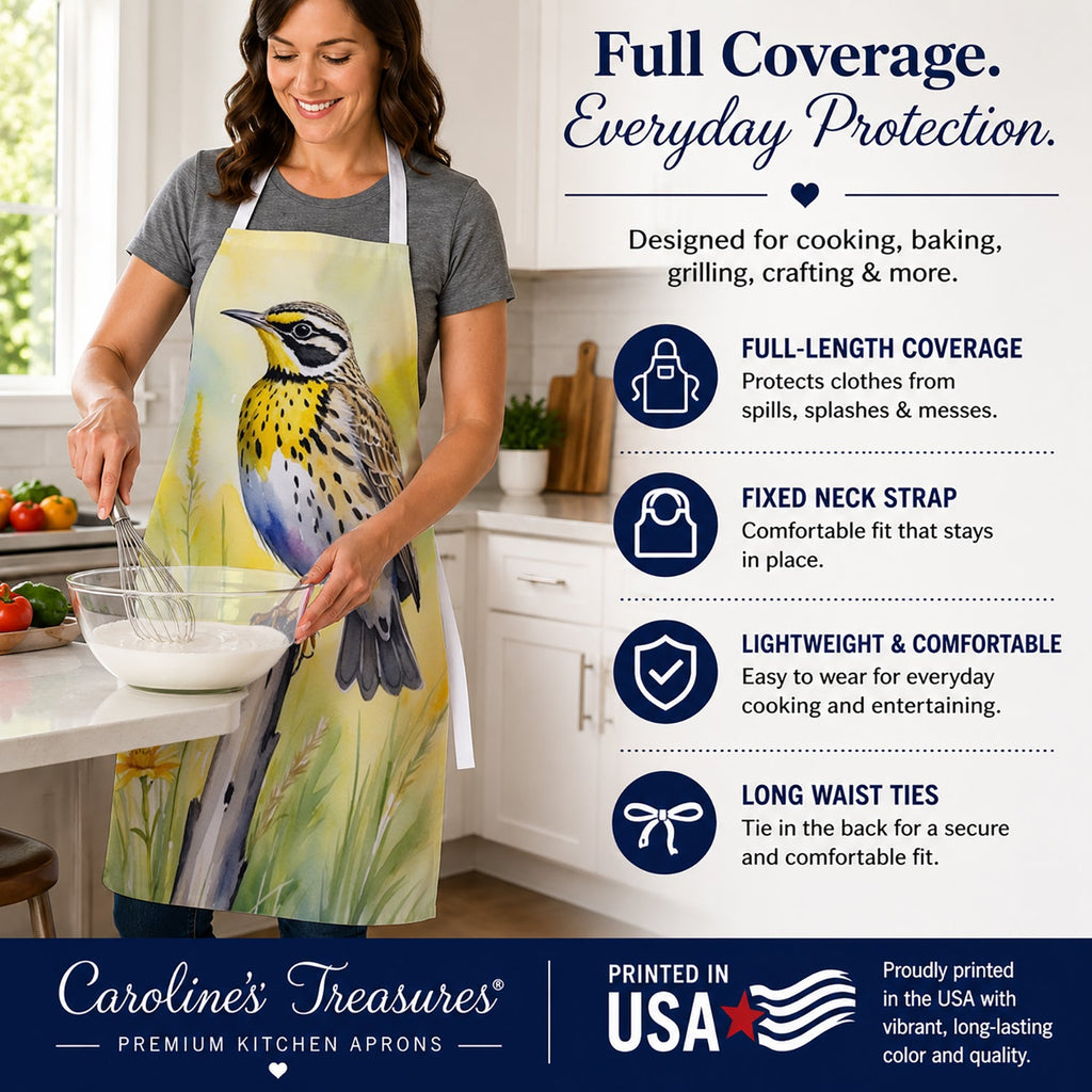Montana Western Meadowlark Apron Cooking Kitchen Server Baking Crafts Gardening for Adult Women Men, Unisex, Large, Multicolor