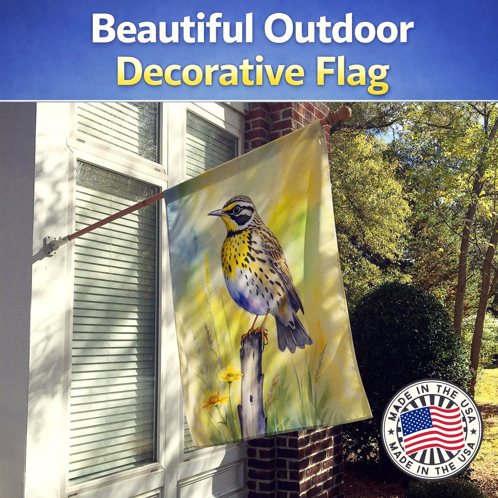 Montana Western Meadowlark House Flag 28x40 Porch Sleeve Pole Decorative Outside Yard Banner Artwork Wall Hanging, Polyester