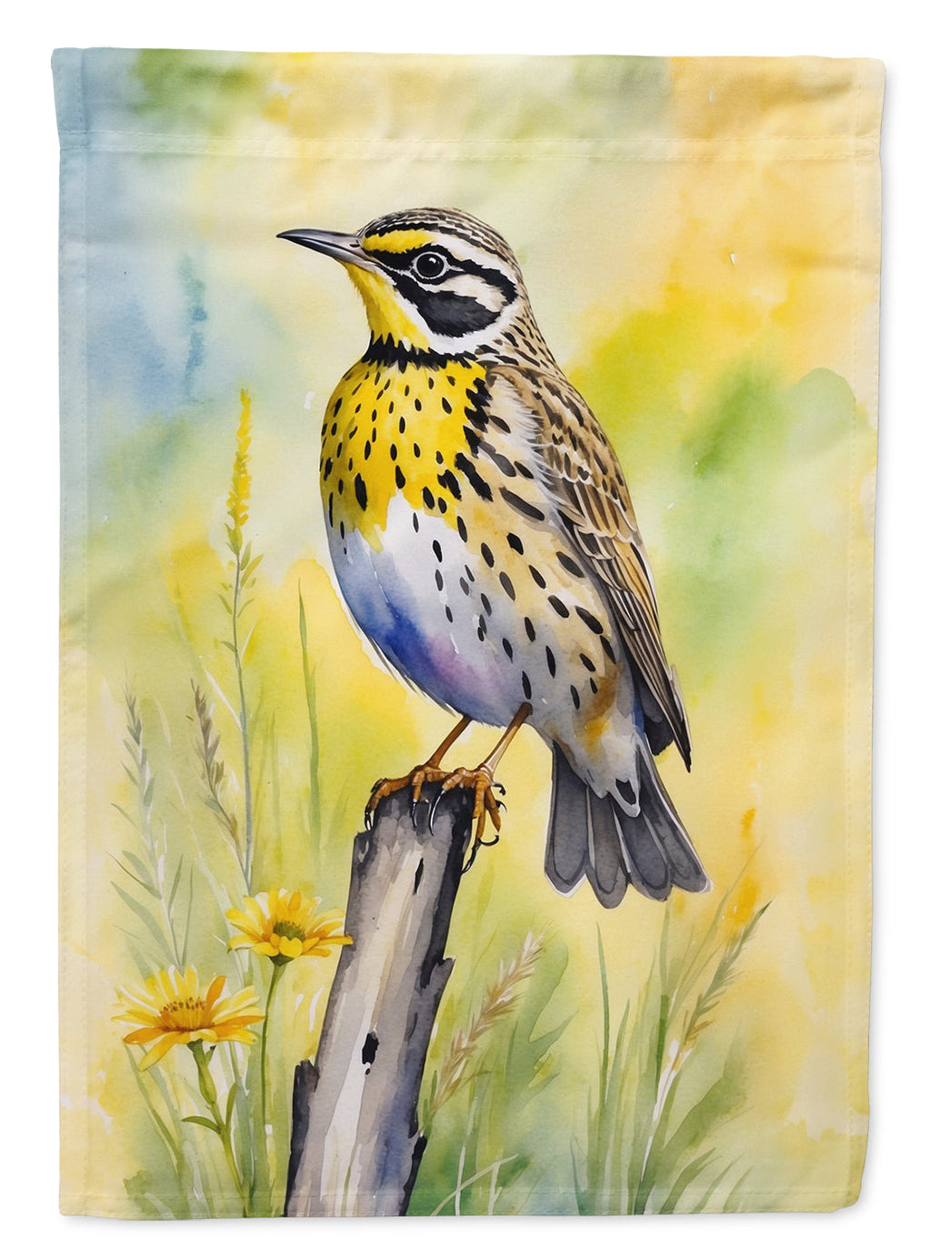 Montana Western Meadowlark House Flag 28x40 Porch Sleeve Pole Decorative Outside Yard Banner Artwork Wall Hanging, Polyester