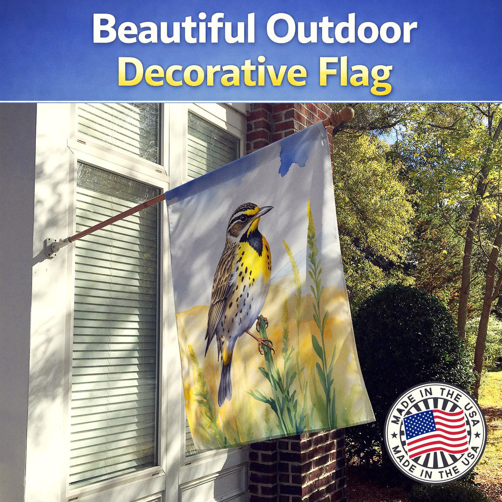 Nebraska Western Meadowlark House Flag 28x40 Porch Sleeve Pole Decorative Outside Yard Banner Artwork Wall Hanging, Polyester
