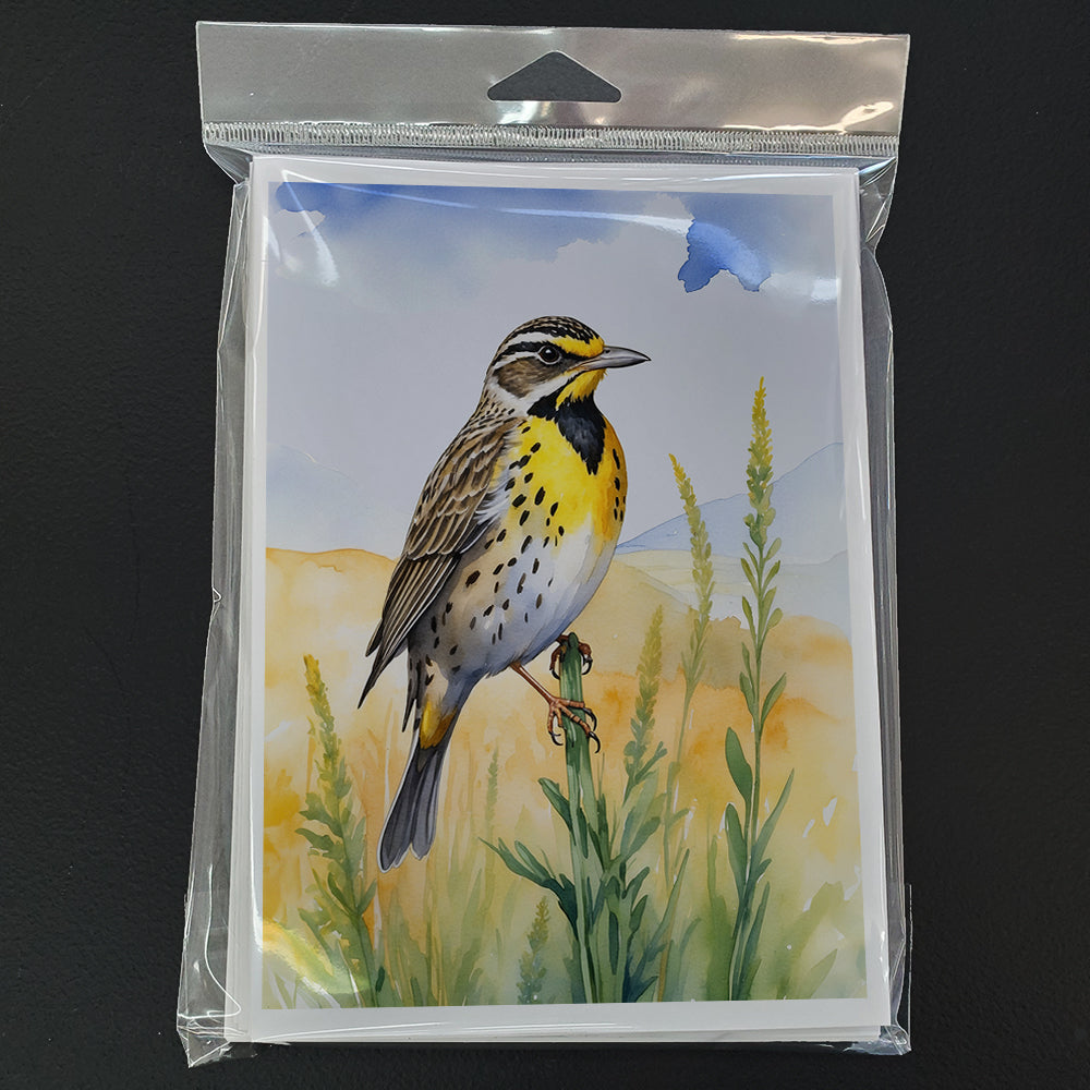 Nebraska Western Meadowlark Greeting Cards Pack of 8 Blank Cards with Envelopes Whimsical A7 Size 5x7