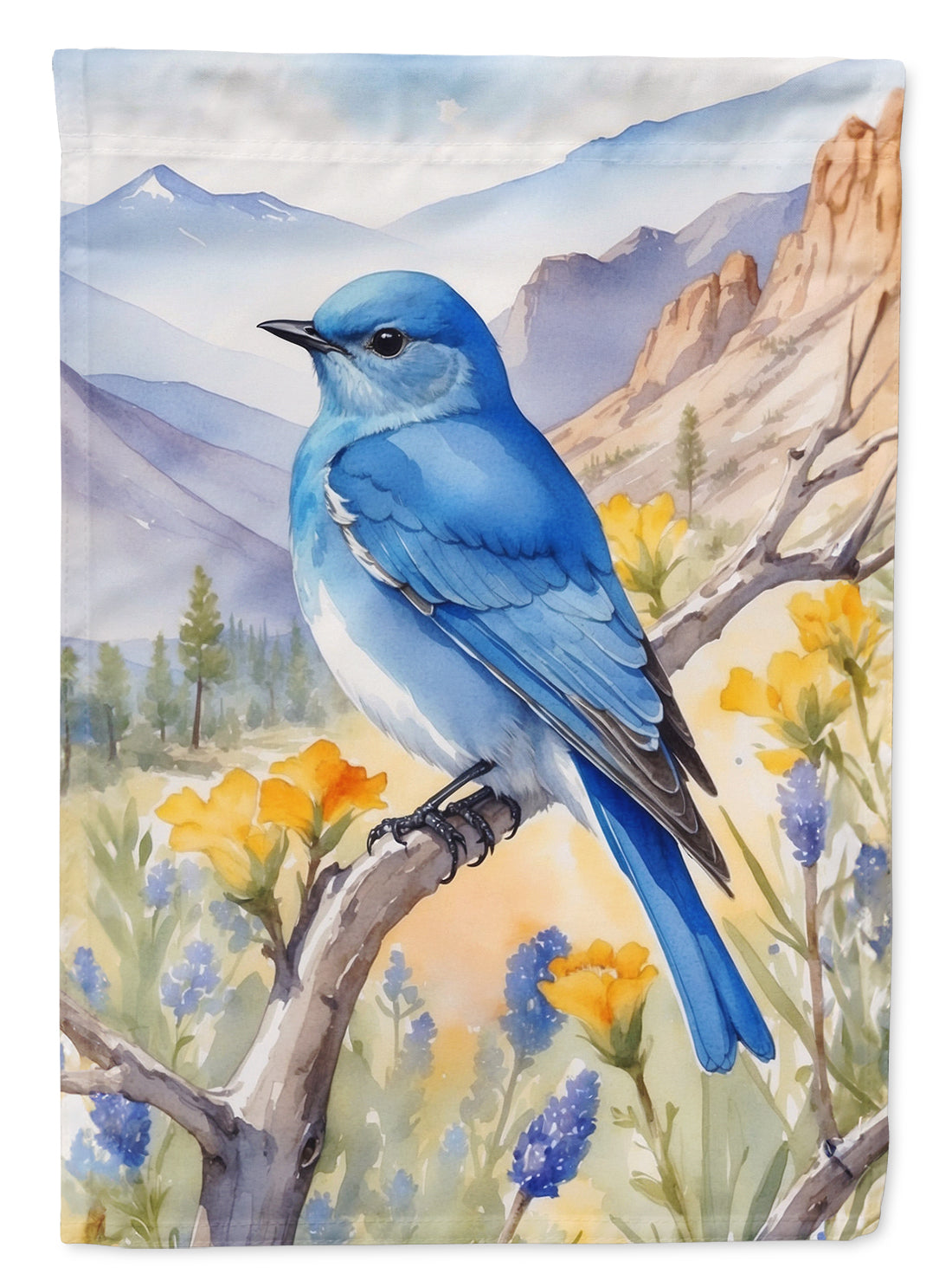 Nevada Mountain Bluebird House Flag 28x40 Porch Sleeve Pole Decorative Outside Yard Banner Artwork Wall Hanging, Polyester