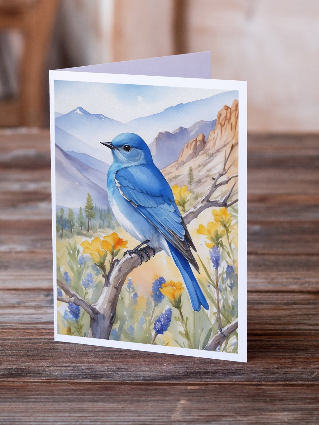 Nevada Mountain Bluebird Greeting Cards Pack of 8 Blank Cards with Envelopes Whimsical A7 Size 5x7